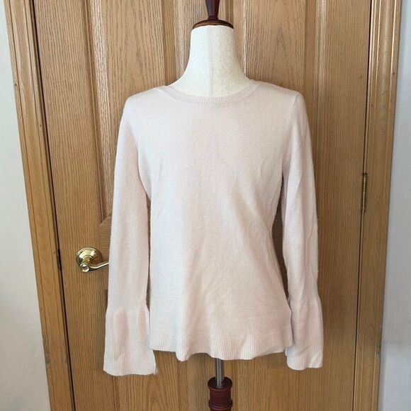 100% Cashmere Light Pink V-Neck Sweater w/ Flare Cuffs S/M - Picture 5 of 6